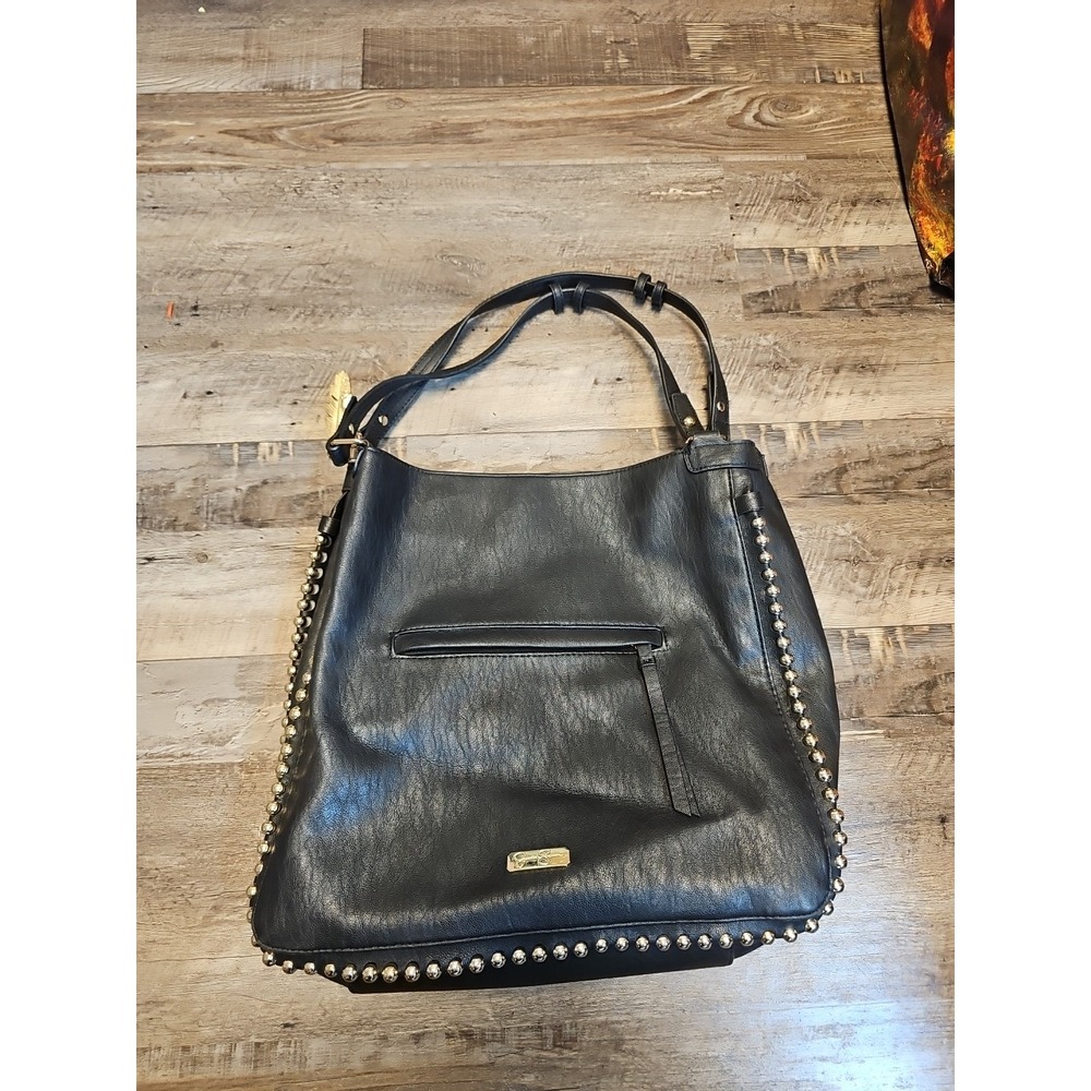 Jessica Simpson Gold Studded Black Handbag Purse Bag Shoulder Straps Large